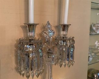 Pair of crystal candle holders