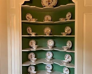 24 Royal Crown Derby cream soup bowls and under plates and a platter