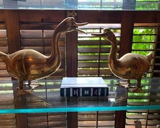 Pair of brass ducks; lots of brass