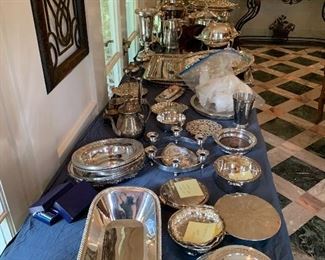 One of 5 tables of silver plate