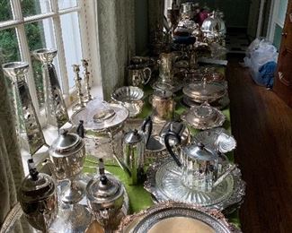 One of 5 tables of silver plate