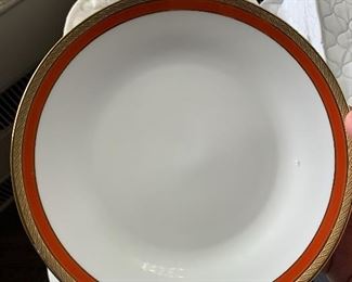 Italy, Richard Ginori china set; white, gold and orange rims 