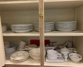 White every day dishes; bake ware, cookware