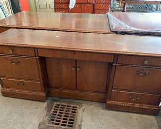 One of a pair of massive executive credenzas 