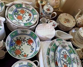 A better view of the hand painted Hong Kong china -a very large set