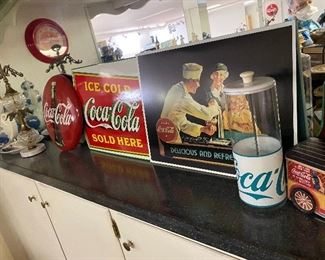 Coca Cola Advertising Button and Signs 