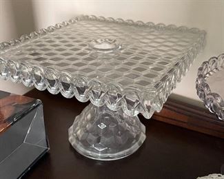 Crystal vintage glass cake plates for sale.