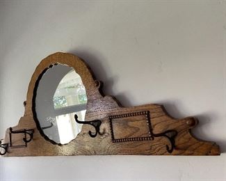 Vintage wall coat rack. With mirror.