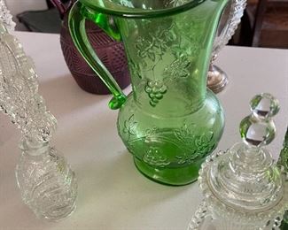 Vaseline vintage glass pitcher.