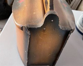 Vintage wood German sewing basket.