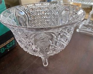 Crystal glass footed bowl.
