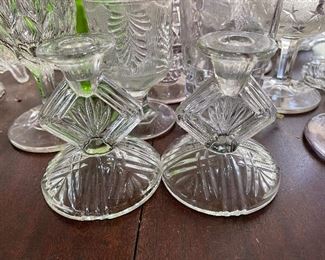 Vintage glass candle sticks.