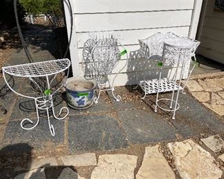 Vintage white plant stands for your yard or garden for sale.