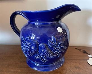 Blue beautiful pottery pitcher.