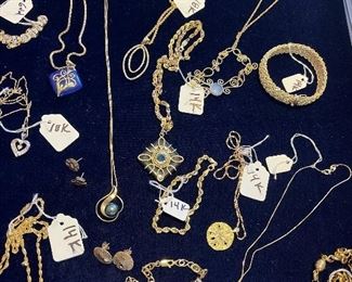 14K gold beautiful necklaces and bracelets for sale.