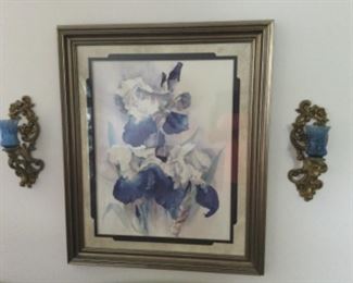 Iris Panting Framed With 2 Sconces 