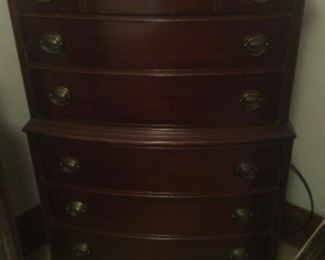 Mahogany High Boy Chest. (Part Of A Mahogany Bed Room Suite)