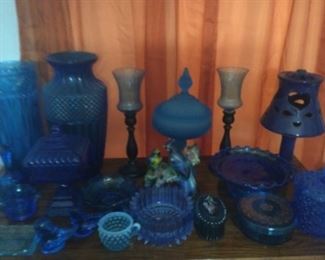 Lots Of Beautiful Blue Glassware