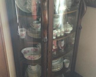 Another Antique Oak Curio With Wonder Wood Carvins