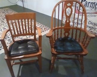 Various wood chairs with leather pad