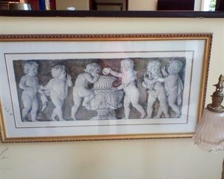 Cherub (putti) art wall hanging 21x41"
