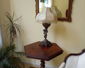 Hexagon shaped wood end table