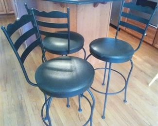 28" Black padded swivel barstools x3 sold individualy
