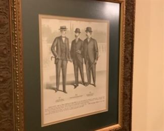 Vintage framed art - 3 Sack suits