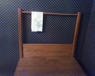 Vintage oak commode with towel holder