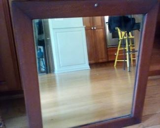 Heavy wood framed mirror 19x21"