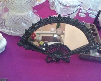 Vintage wrought iron fan mirror