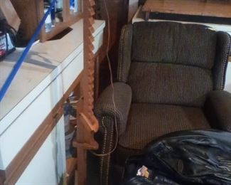 Frances Elkins adjustable wood ratchet floor lamp