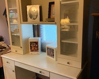 White desk with hutch