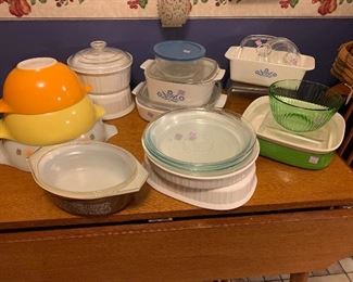 Assortment of Pyrex, old and newer patterns