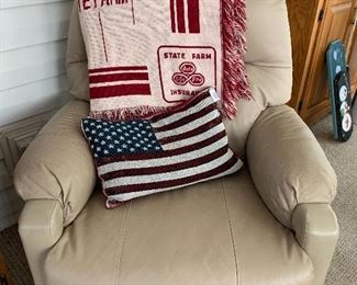 Lazy boy cream leather rocker/recliner