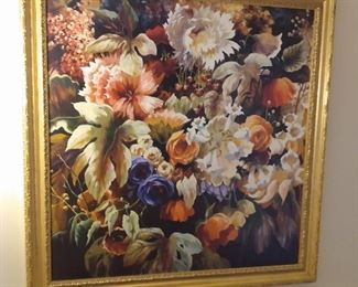Large floral print on canvas