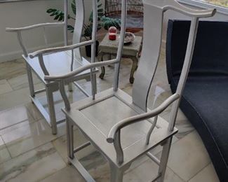 ASIAN SILVER LEAFED SCHOLAR CHAIRS
