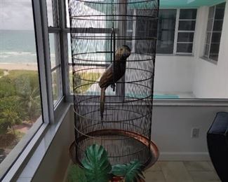 BUSTAMANTE LIFE SIZE BIRD CAGE WITH PARROT