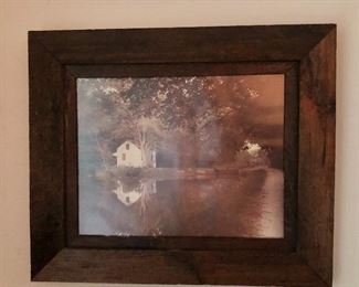$95 Vintage photographic print of cabin in rustic wood frame.
16.25” H x 19.25” W
