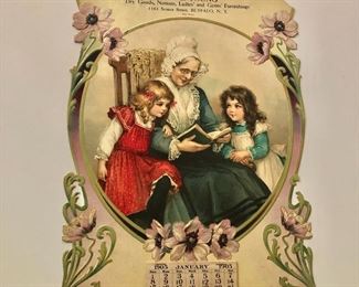 $20 - W.C. Young  1905 vintage wall calendar "As is". 15.25" H x 11.25" W