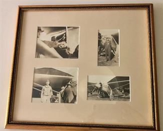 $250 - Four Original Photos of Charles Lindbergh, some in front of the Spirit of St. Louis, signed R.C. Wahlmann and dated 1927 lower right.
13” H x 14.75” W (entire frame)
