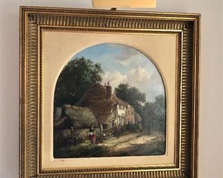 $995 Attributed to Alfred Montague (British, 1832-1883) “Street Scene”, oil on canvas, matted in arch.
19.25” H x 19.25” W
