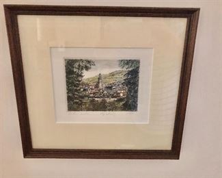 $85 Diminutive etching of Baden-Baden, Germany, located lower left, signed illegibly lower right.
9.75” H x 10.75” W
