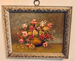 $50 Diminutive floral painting, oil on board #1
4.75” H x 5.75” W