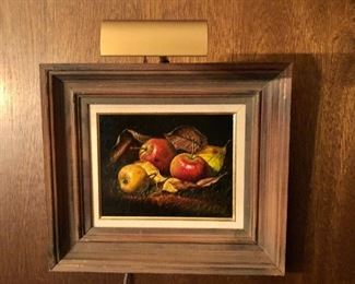 $325  - Still Life with fruit, oil 
14.5” H x 16.25” W