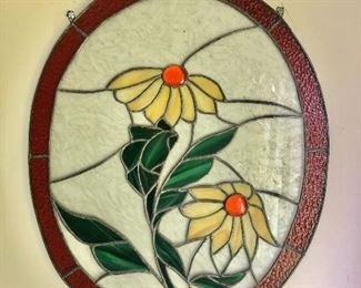 $75 - Stained glass floral design.  24" H, 19.25" W.  