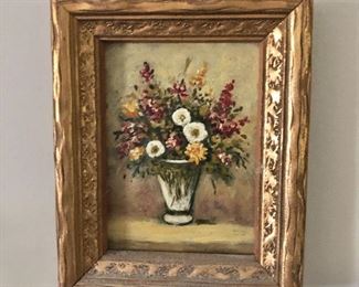 Detail  Small framed flowers in vase #3 - 5" H x 4" W