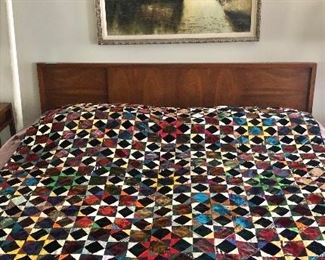$195 - Crazy quilt - reversible  - with accompanying family lineage. 67.5" L x 68.25" W