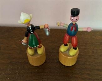 $20 - Pair Dutch mobile puppets (as is, one arm on woman detached).  Each 4" H.