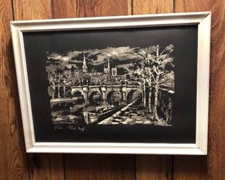 $45 - Paris scene, Pont Neuf. 14" H x 19" W